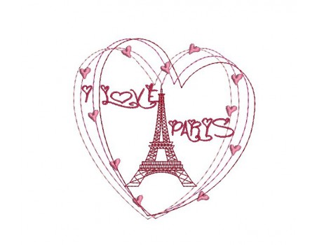 Instant download machine embroidery Paris with  Eiffel Tower