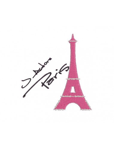 Motif de broderie machine J'Adore Paris tour eiffel 