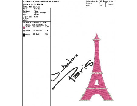 Instant download machine embroidery Paris with heart  Eiffel Tower