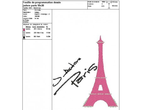 Instant download machine embroidery Paris with heart  Eiffel Tower