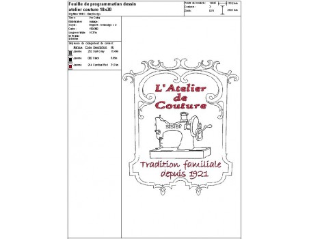 Motif de broderie machine atelier couture