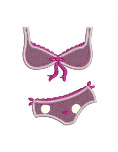 Motif de broderie machine appliqué lingerie mauve 