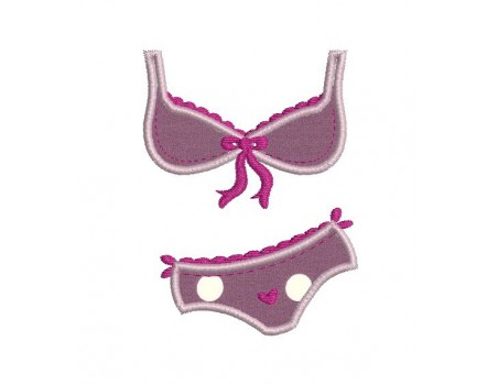 Motif de broderie machine appliqué lingerie mauve 