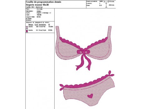 Motif de broderie machine lingerie coeur