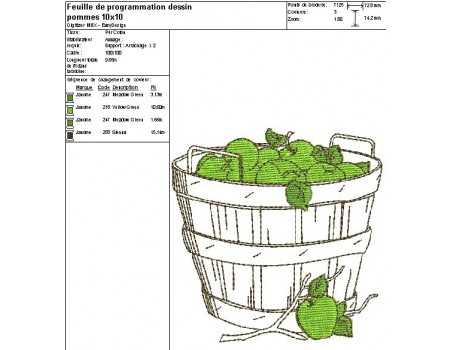 Motif de broderie machine comporte de pommes