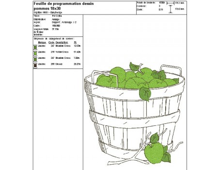 Motif de broderie machine comporte de pommes