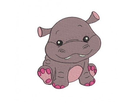 Motif de broderie machine hippopotame