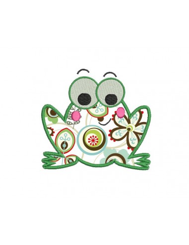 Motif de broderie machine grenouille appliquée