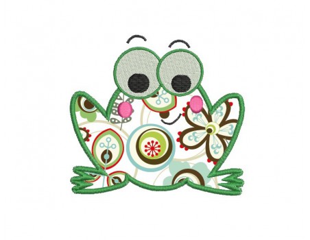 Instant download machine embroidery design  applique frog