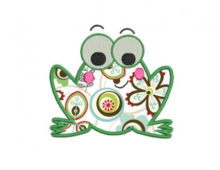 Motif de broderie machine grenouille appliquée