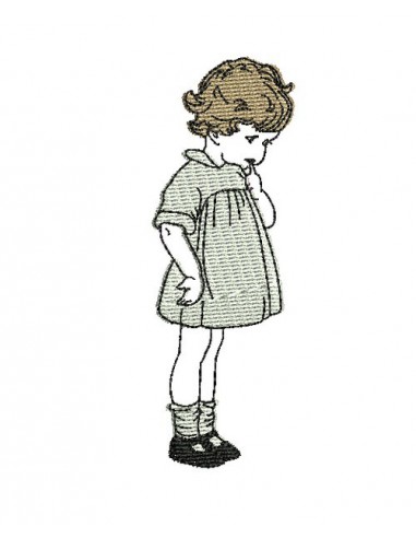 Instant download machine embroidery design vintage little girl 