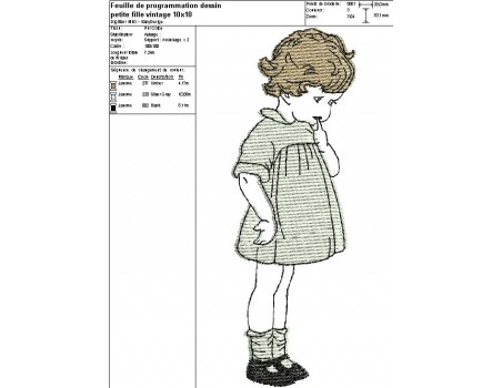 Instant download machine embroidery design vintage little girl 