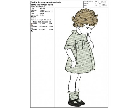 Instant download machine embroidery design vintage little girl 