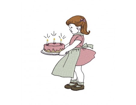 Instant download machine embroidery design vintage birthday little girl 