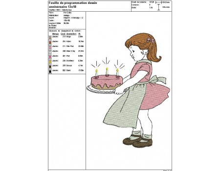 Instant download machine embroidery design vintage birthday little girl 