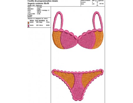 Motif de broderie machine lingerie couleurs