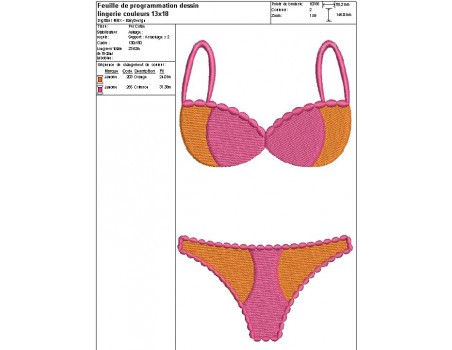 Motif de broderie machine lingerie couleurs