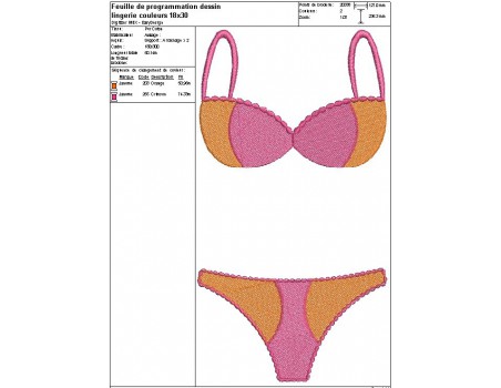 Motif de broderie machine lingerie couleurs