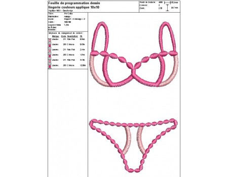 Instant download machine embroidery design woman lingerie colors applique