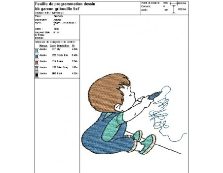 Instant download machine embroidery  design boy drawing on the wall