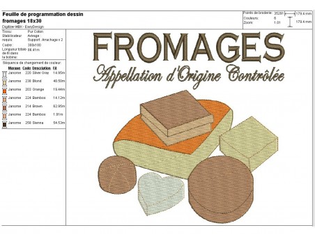 Motif de broderie machine  fromages