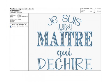 Motif de broderie machine maître qui déchire