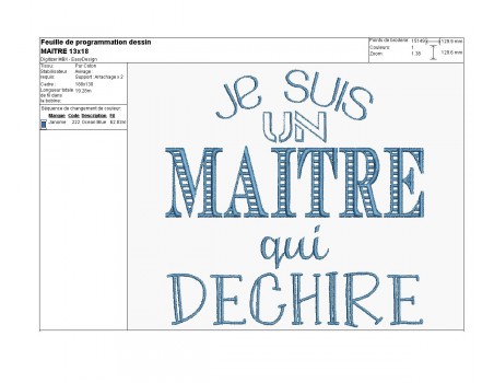 Motif de broderie machine maître qui déchire