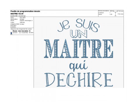 Motif de broderie machine maître qui déchire