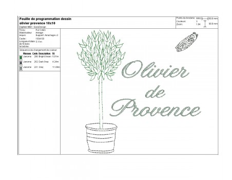 Motif de broderie olivier de Provence