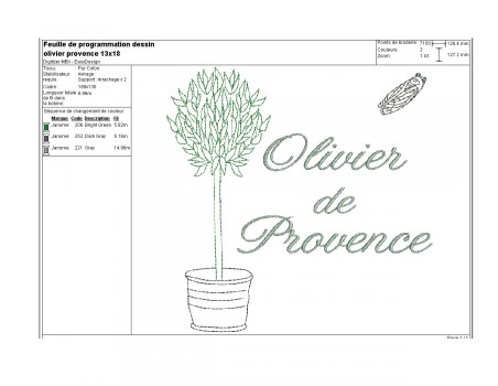 Motif de broderie olivier de Provence