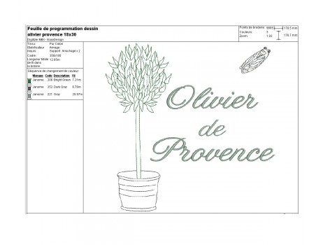 Motif de broderie olivier de Provence