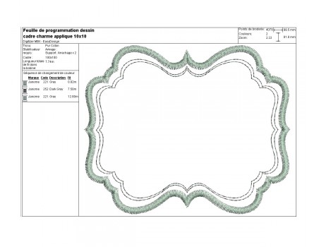 Motif de broderie  cadre charme appliqué