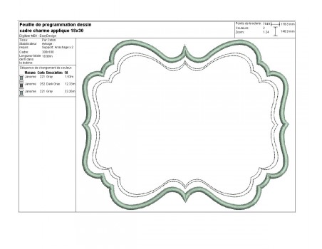 Motif de broderie  cadre charme appliqué