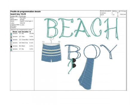 Instant download machine embroidery beach boy