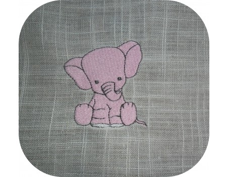 Motif de broderie machine éléphant rose