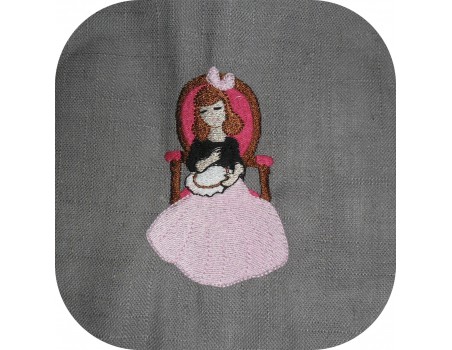 Instant download machine embroidery girl doing cutting