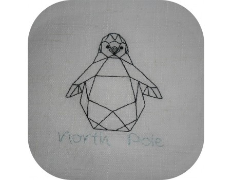 Motif de broderie machine pingouin pôle nord