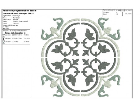 Instant download machine embroidery design Cement tile