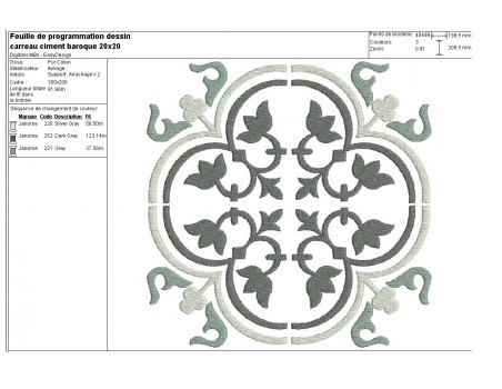Instant download machine embroidery design Cement tile