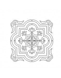 Motif de broderie machine carreau de ciment arabesque en redwork