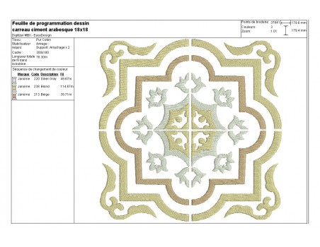 Instant download machine embroidery design arabesque Cement tile