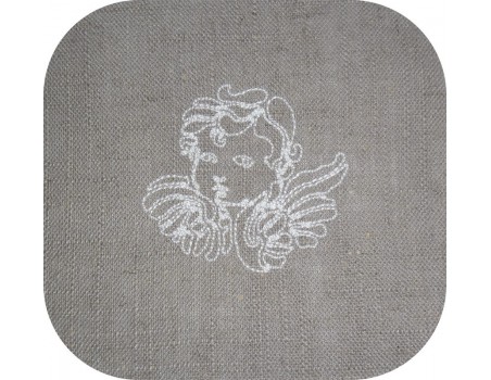 Motif de broderie visage d'ange en redwork