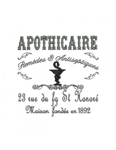 Motif de broderie machine apothicaire 