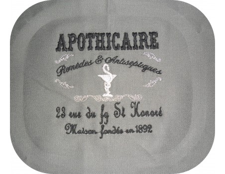 Motif de broderie machine apothicaire 