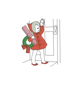 Instant download machine embroidery design vintage Little girl of christmas