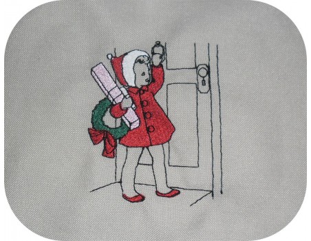 Instant download machine embroidery design vintage Little girl of christmas