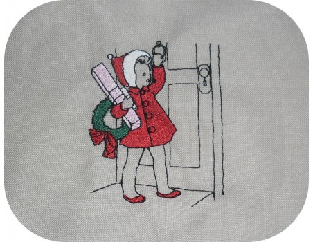 Motif de broderie machine petite fille de noël