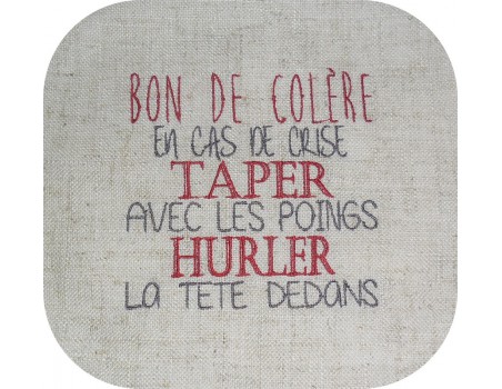 Motif de broderie machine bon de colère