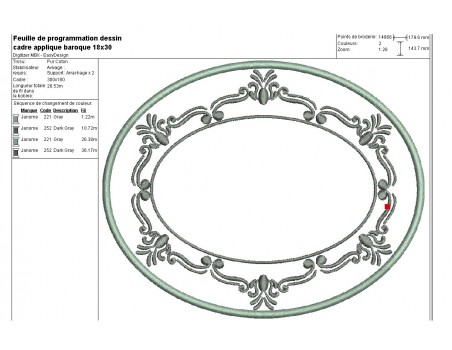 Motif de broderie machine cadre appliqué baroque