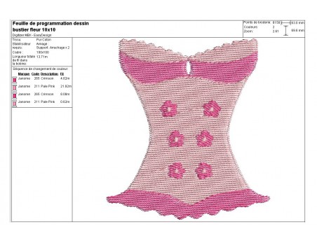 Motif de broderie machine lingerie bustier fleurs